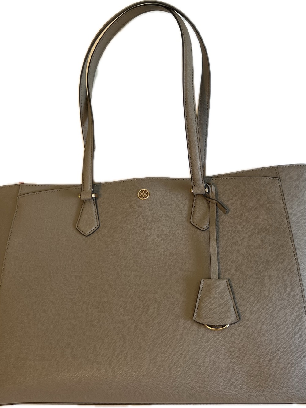 NWT Tory Burch Robinson Large Laptop Work Tote - Grey Heron Leather w/ Dustbag